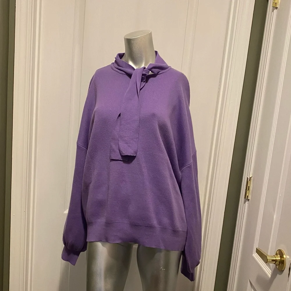 Eloquii Knit Tie Neck Sweater Blouse In Lavender Aura 18 20 Plus Size Pu… - Picture 4 of 11